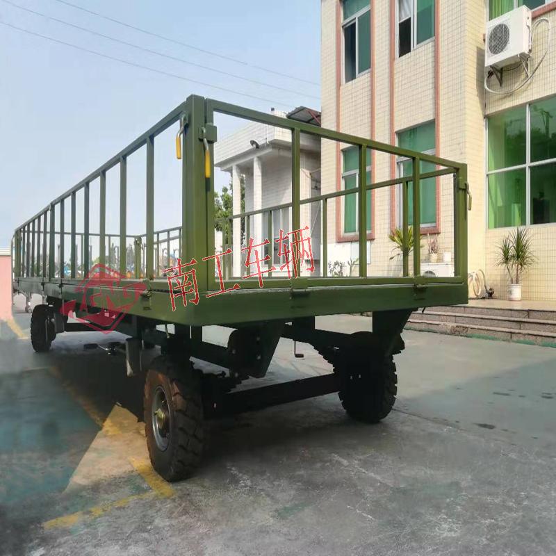 5吨护栏(中国)科技公司 全挂底盘拖车 军绿色
